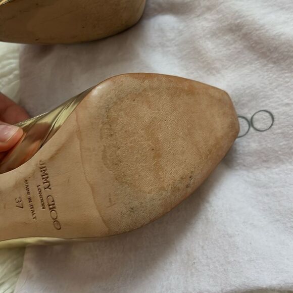 Mirror Calfskin Clue Peep Toe Platform Slingback Pumps size 37 - Picture 5 of 8